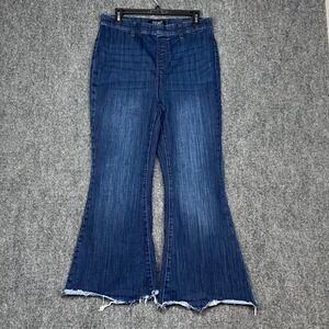Judy Blue Super Flare‎ Jeans 13/31 Pull On High Rise Raw Hem Dark Wash JB88136